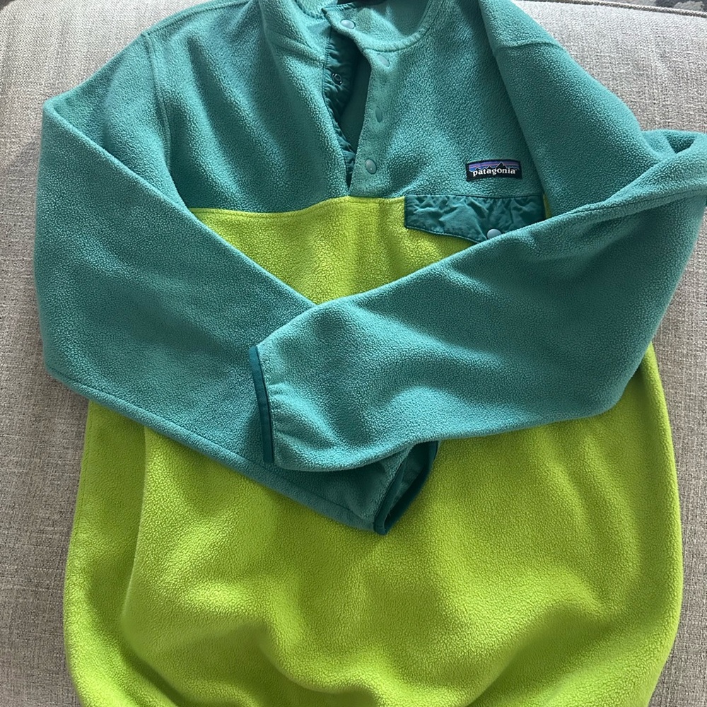 Patagonia Green and Yellow Fleece Pullover